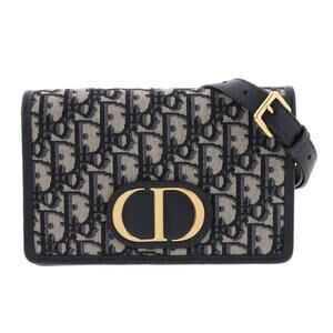 Christian Dior Oblique Monteigne Shoulder Bag Blue Navy Blue